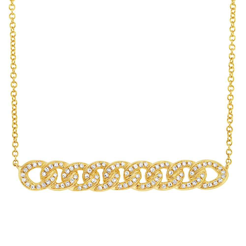 14k Yellow Gold Diamond Chain Necklace - 0.21ct