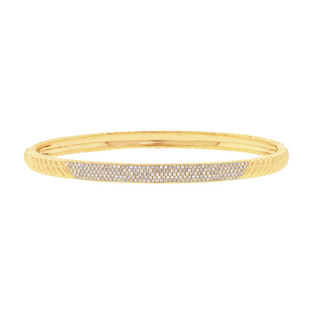 14k Yellow Gold Diamond Pave Bangle - 0.56ct