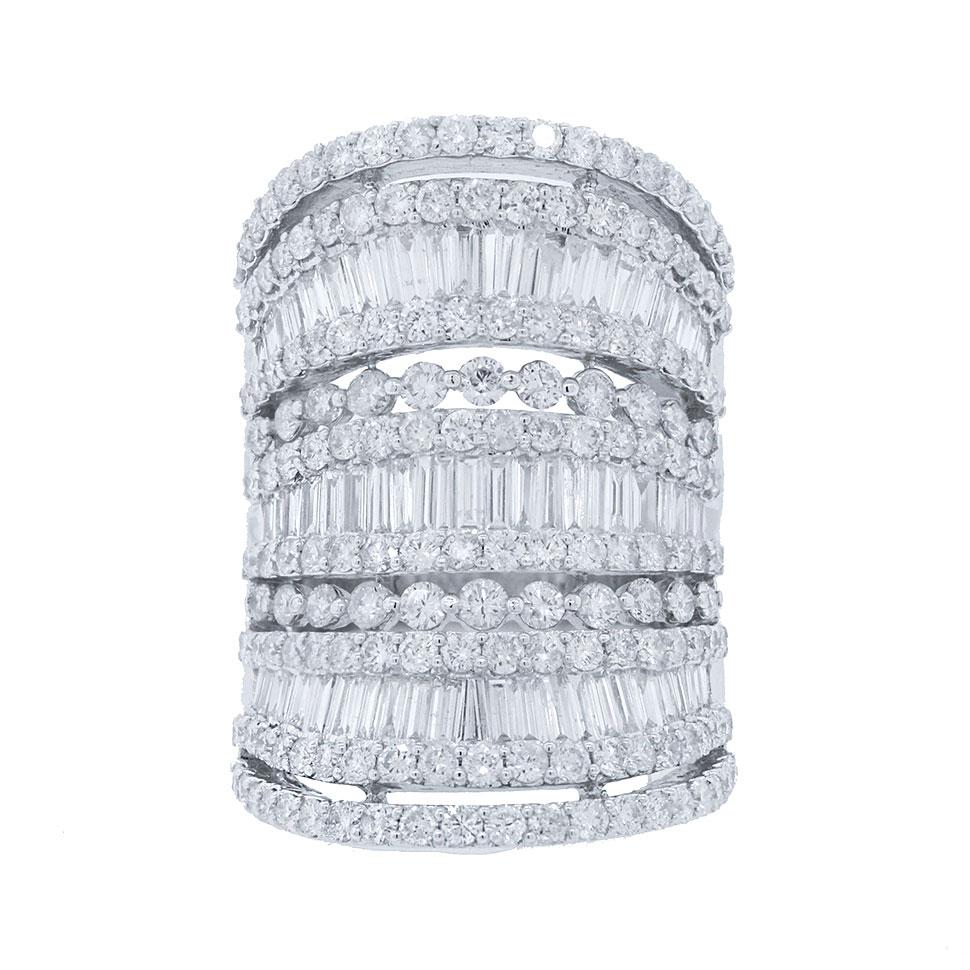 18k White Gold Diamond Lady's Ring Size 6 - 5.86ct