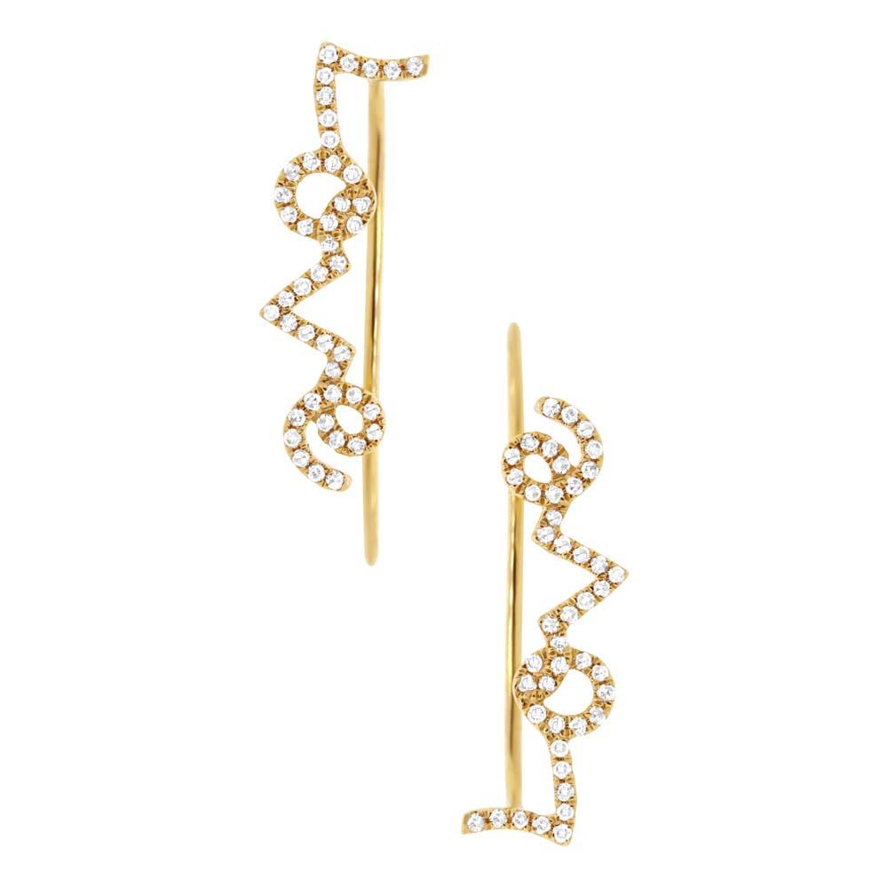 14k Yellow Gold Diamond Ear Crawler Earring