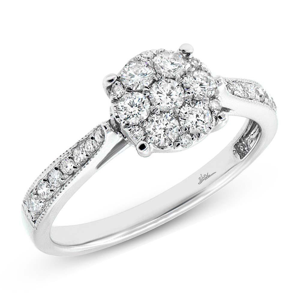 18k White Gold Diamond Cluster Ring - 0.68ct