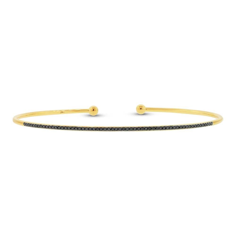 14k Yellow Gold Black Diamond Bangle - 0.17ct