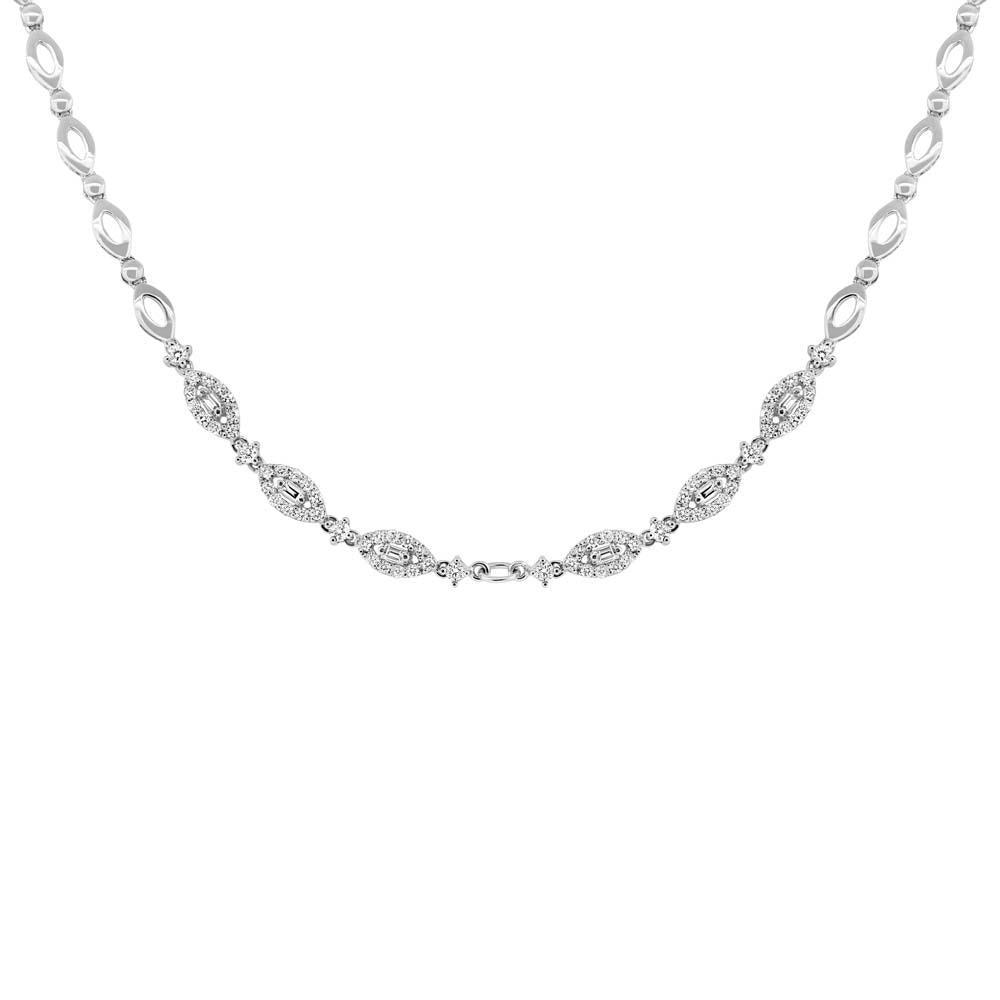 18k Classy White Gold Diamond Necklace - 1.22ct V0080