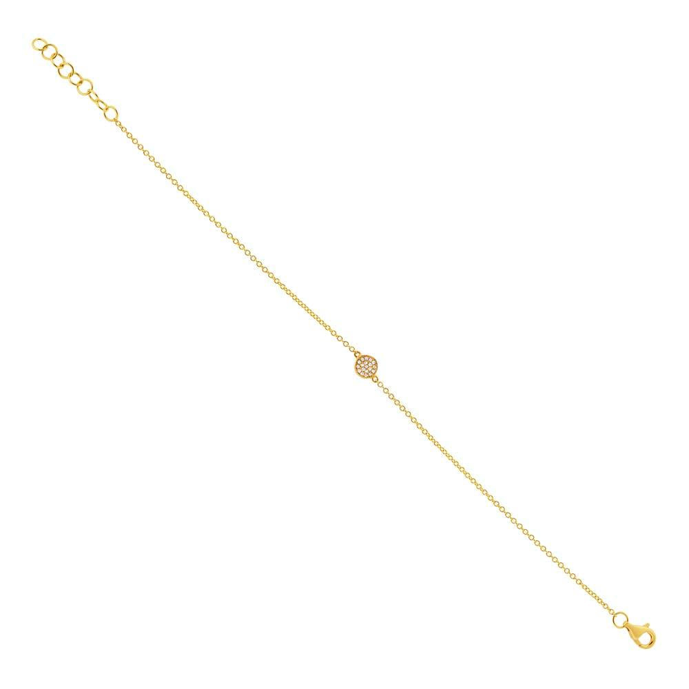 14k Yellow Gold Diamond Pave Circle Bracelet - 0.05ct