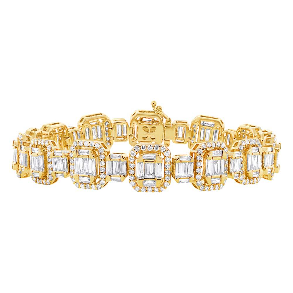 18k Yellow Gold Diamond Baguette Bracelet - 7.24ct
