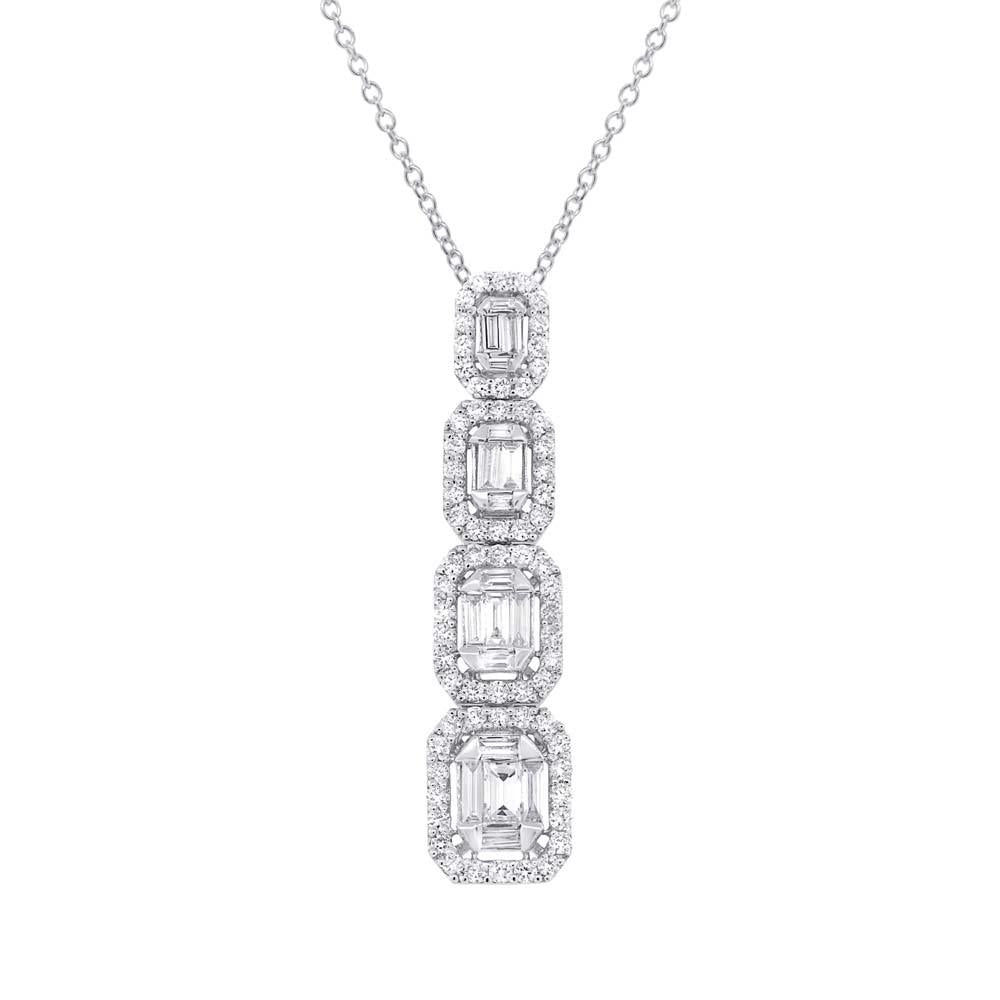 18k White Gold Diamond Baguette Pendant