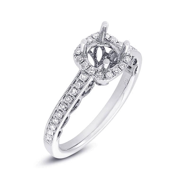 14k White Gold Diamond Semi-mount Ring for 0.75ct Center - 0.33ct