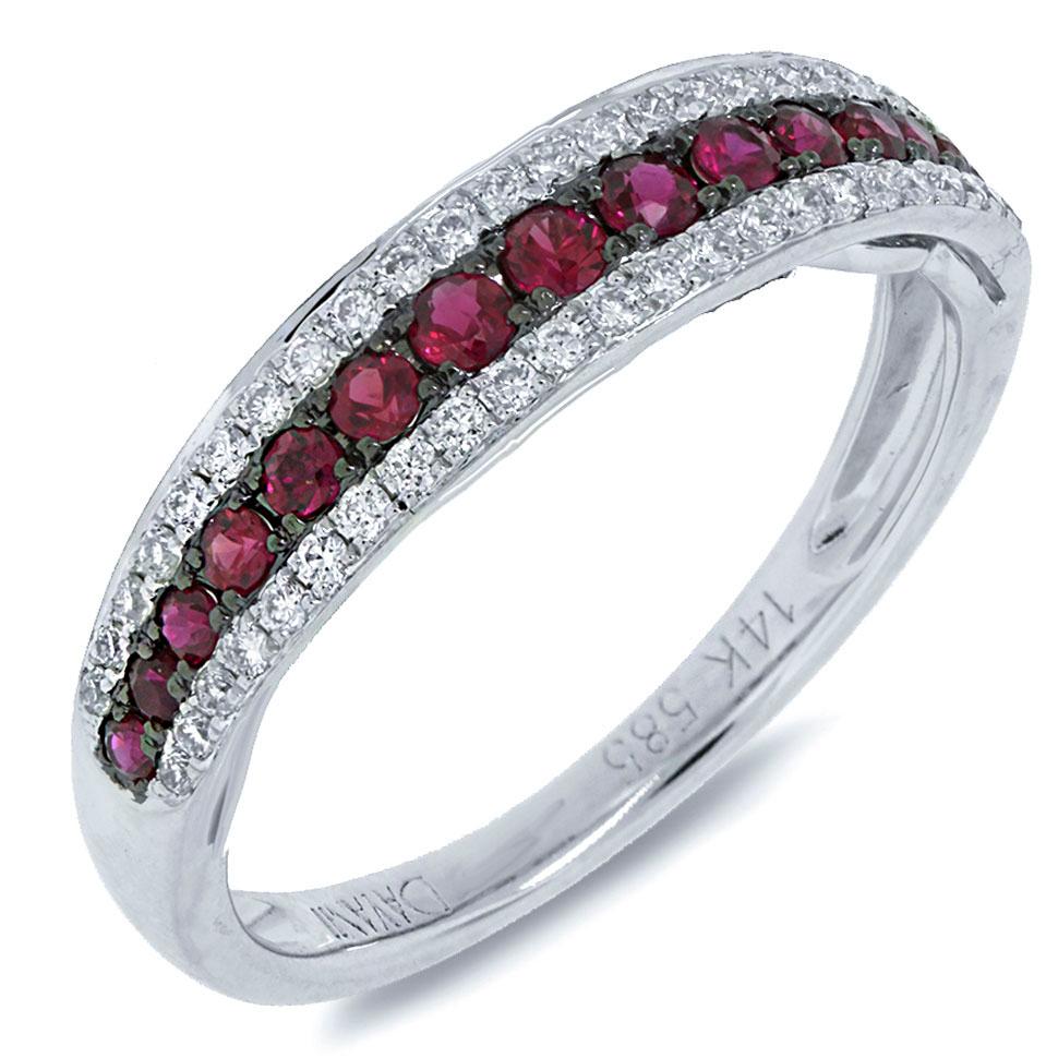 Diamond & 0.39ct Ruby 14k White Gold Ring Size 6 - 0.21ct