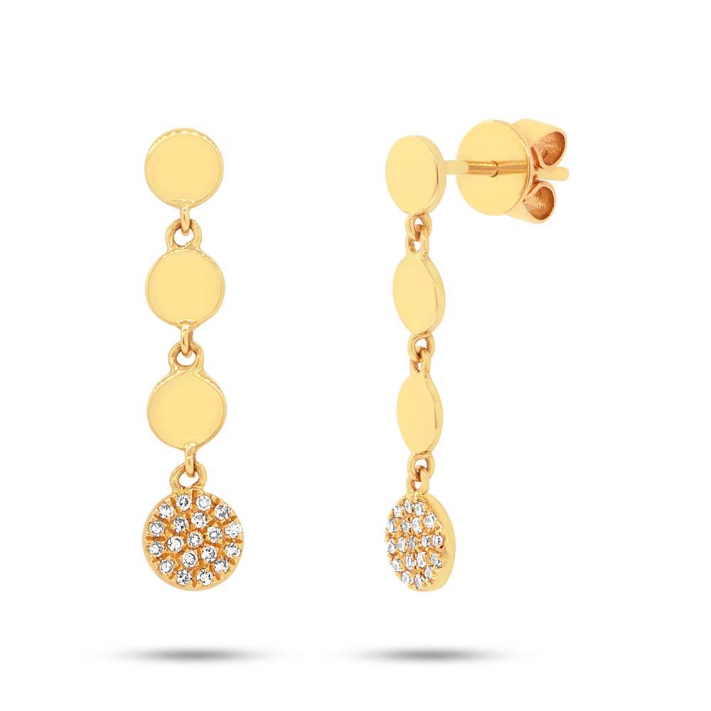 14k Yellow Gold Diamond Pave Circle Earring - 0.11ct