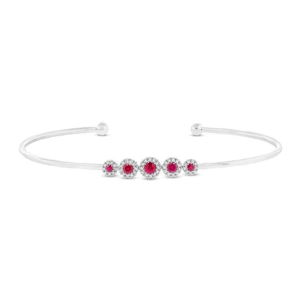 Diamond & 0.28ct Ruby 14k White Gold Bangle