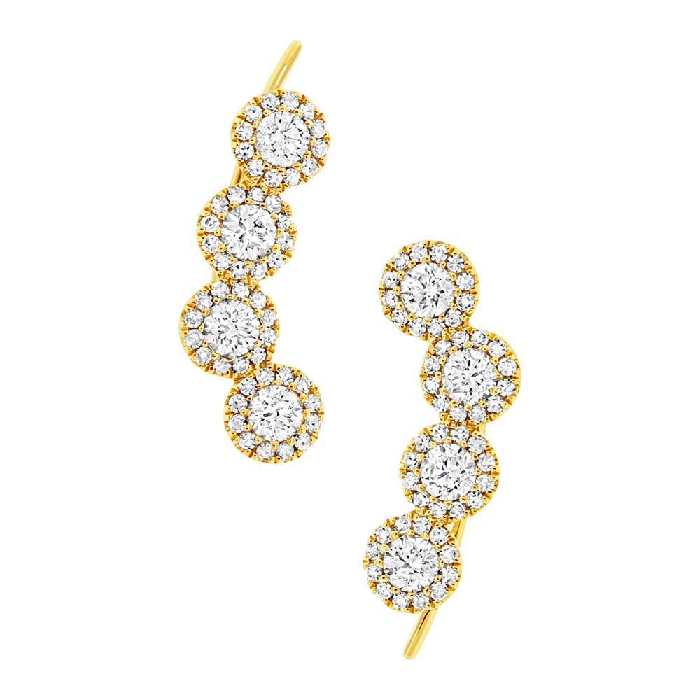 14k Yellow Gold Diamond Ear Crawler Earring