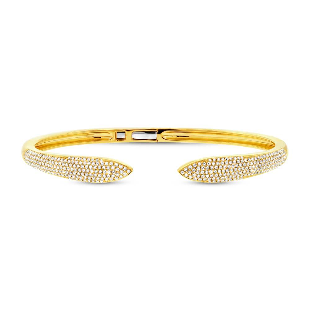 14k Yellow Gold Diamond Claw Bangle - 1.08ct