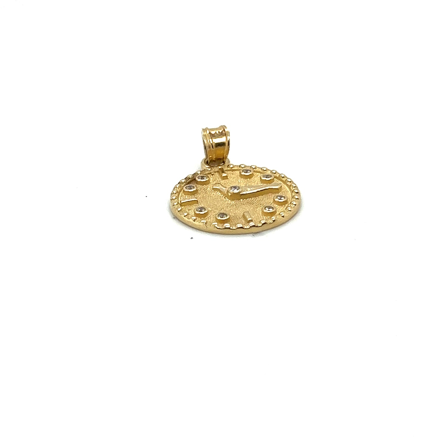 Yellow Gold Diamond Clock Pendant