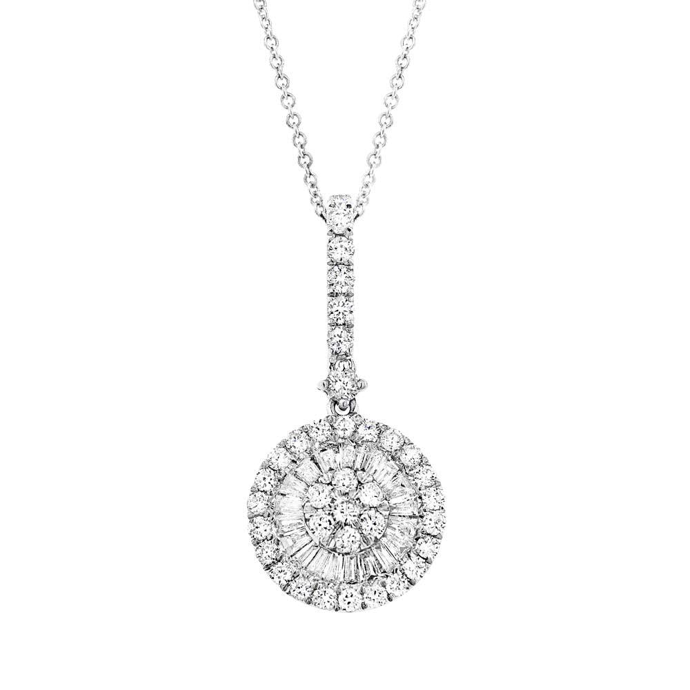 18k White Gold Diamond Baguette Pendant - 0.71ct