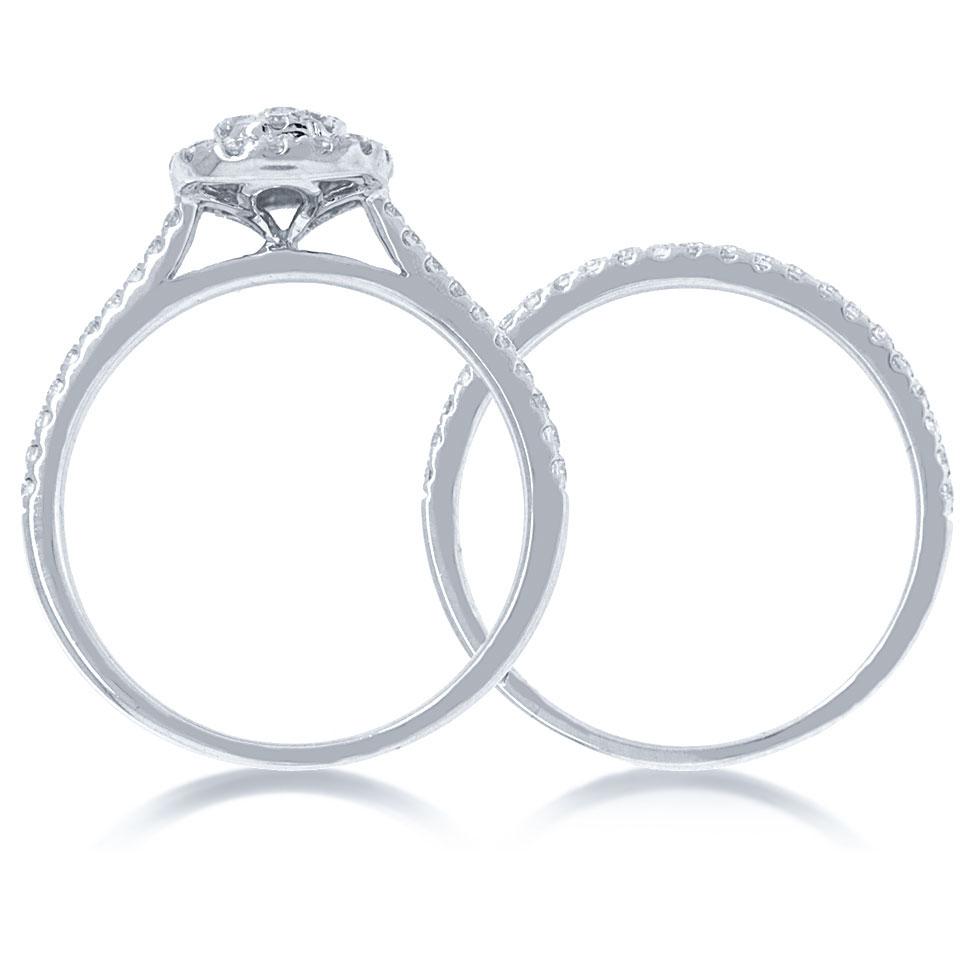 14k White Gold Diamond Wedding Set - 0.60ct