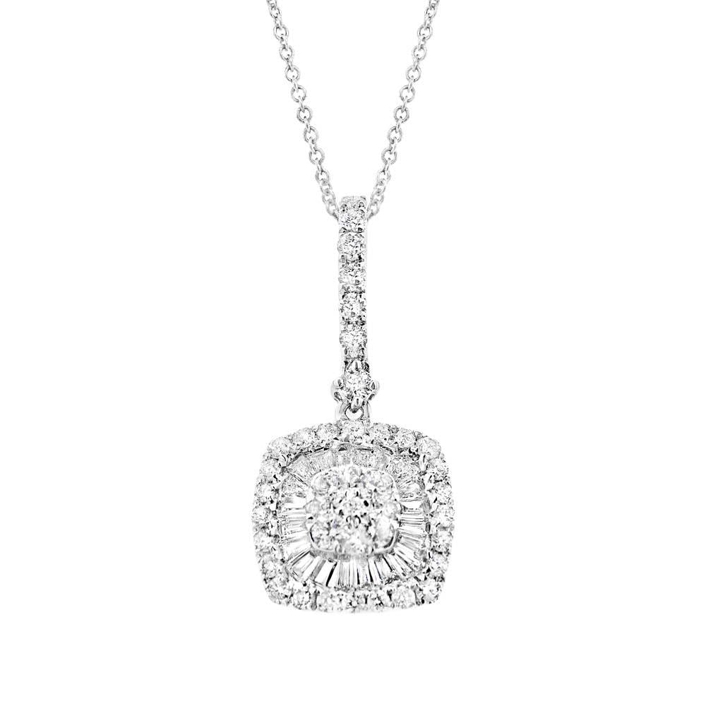 18k White Gold Diamond Baguette Pendant - 0.90ct