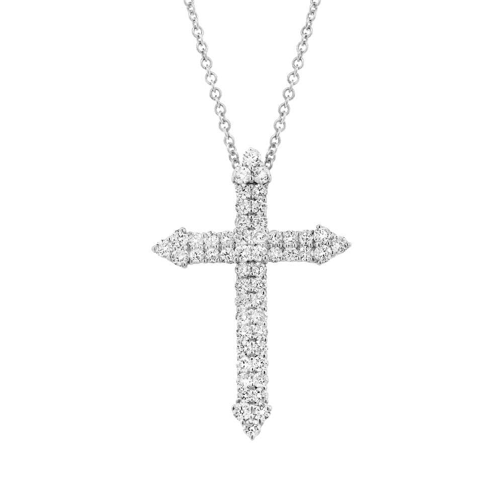 18k White Gold Diamond Cross Pendant - 1.13ct