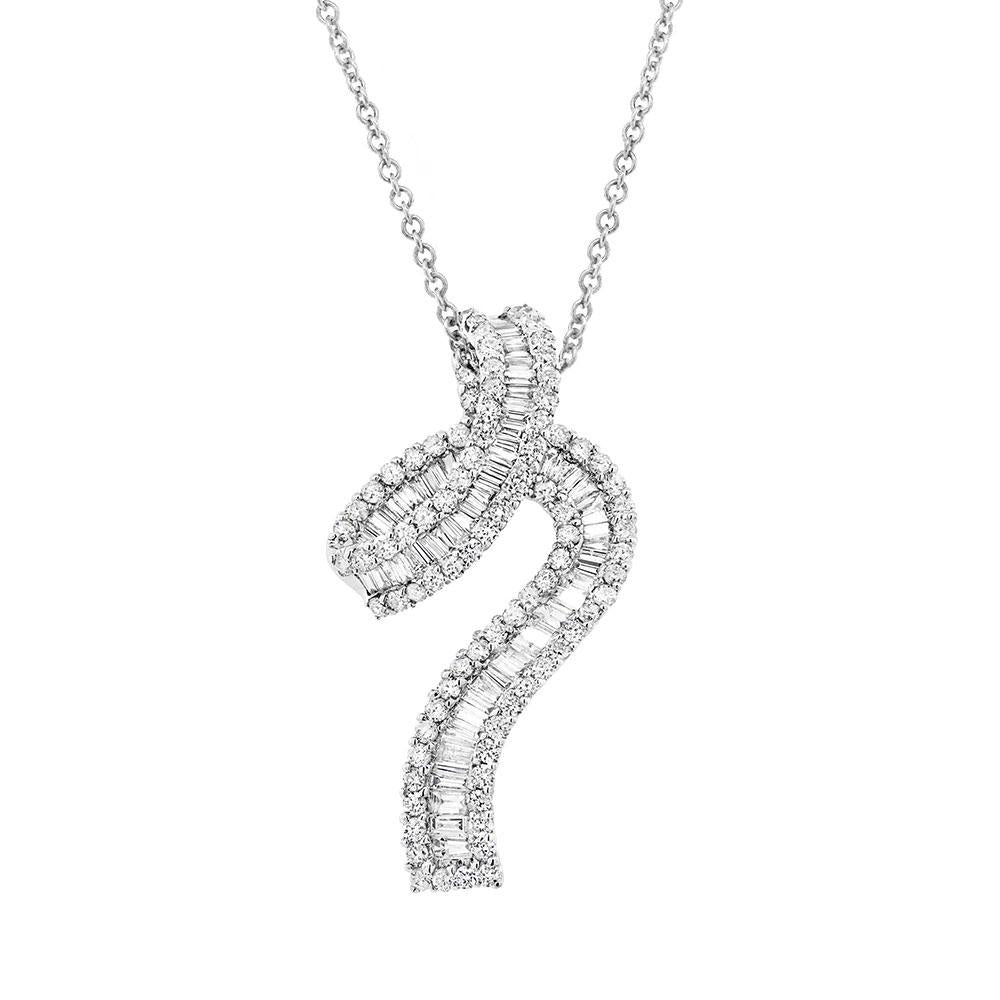 18k White Gold Diamond Baguette Pendant - 2.27ct
