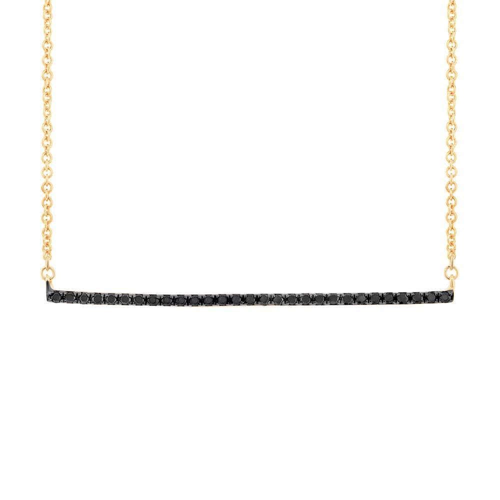 14k Yellow Gold Black Diamond Bar Pendant