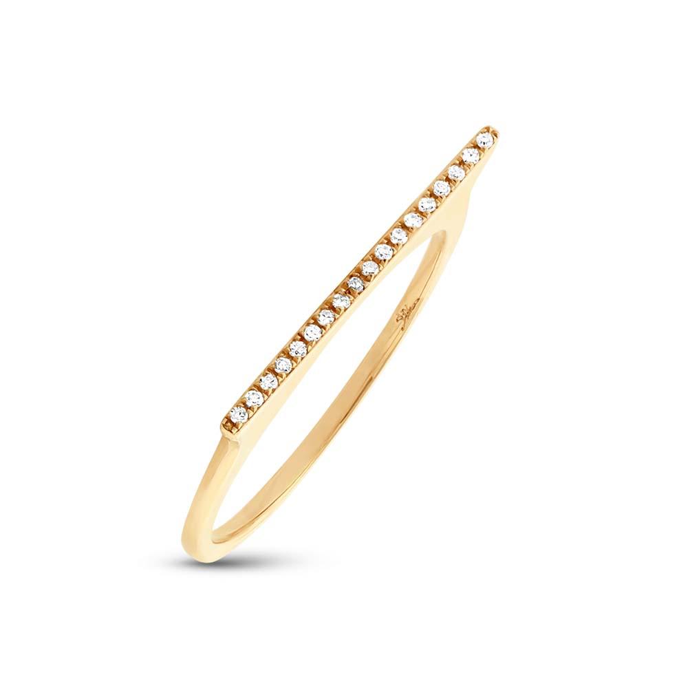 14k Yellow Gold Diamond Bar Lady's Ring Size 5