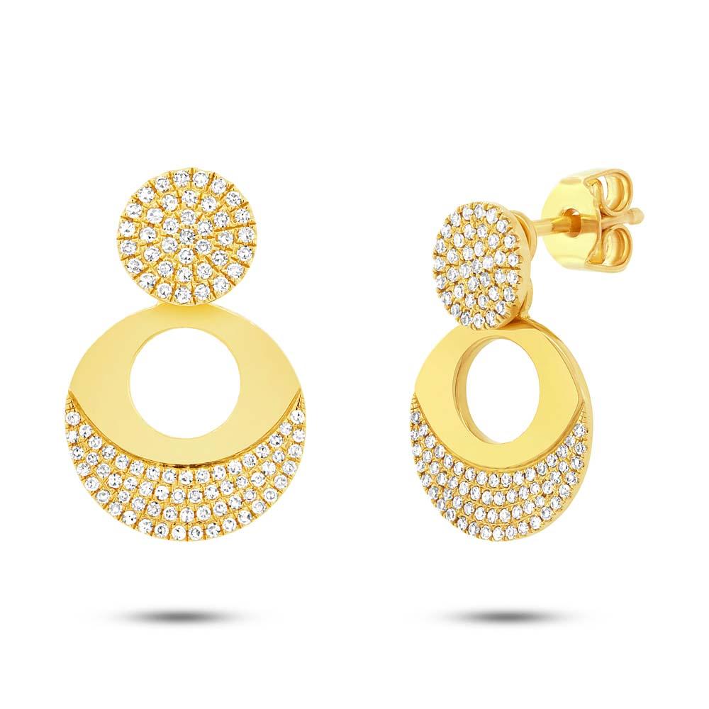 14k Yellow Gold Diamond Circle Earring Jacket with Studs