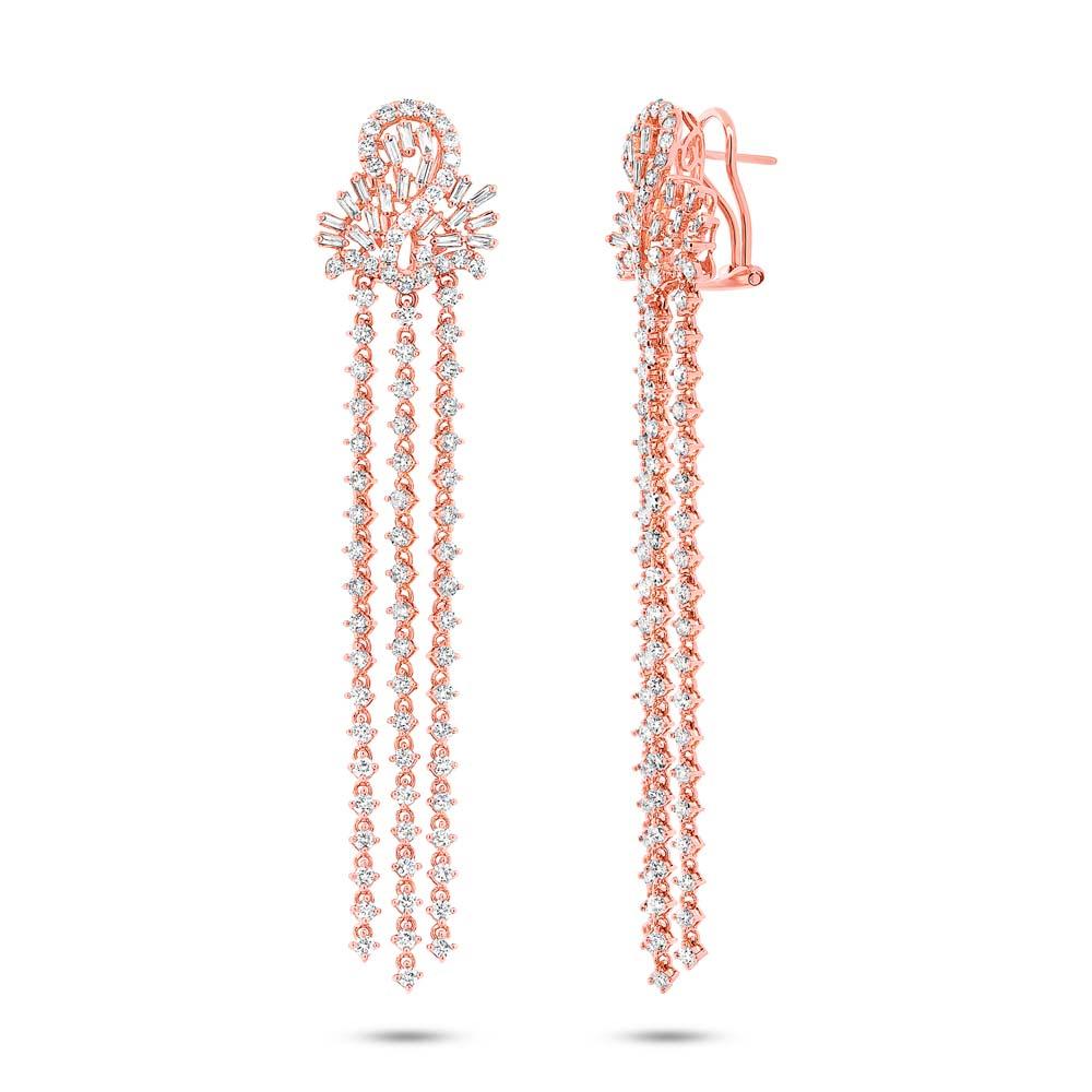 18k Rose Gold Diamond Chandelier Earring - 5.11ct