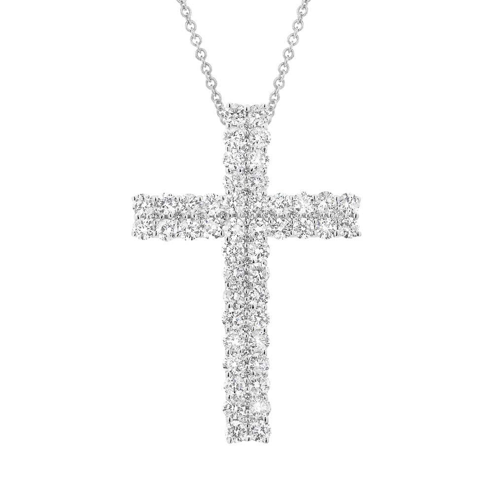 18k White Gold Diamond Cross Pendant - 2.03ct