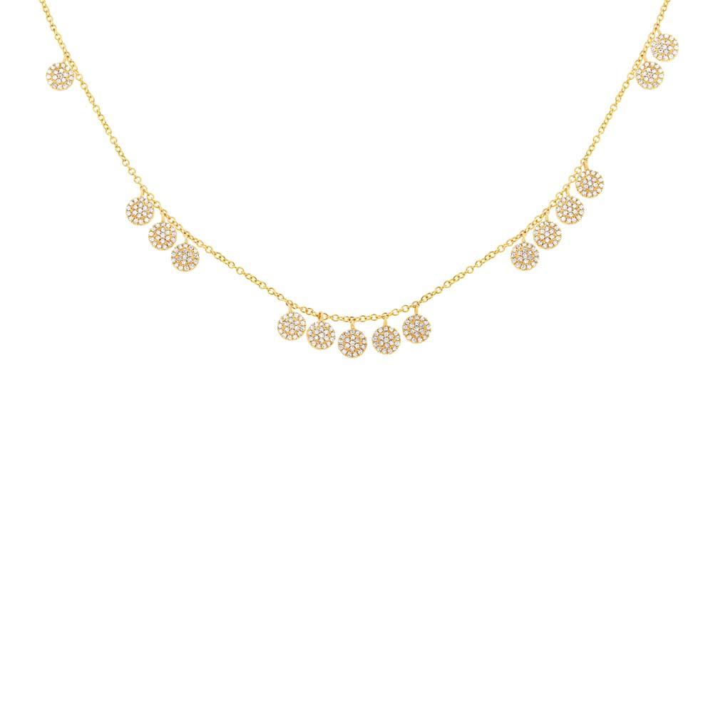 14k Yellow Gold Diamond Pave Circle Necklace - 0.58ct