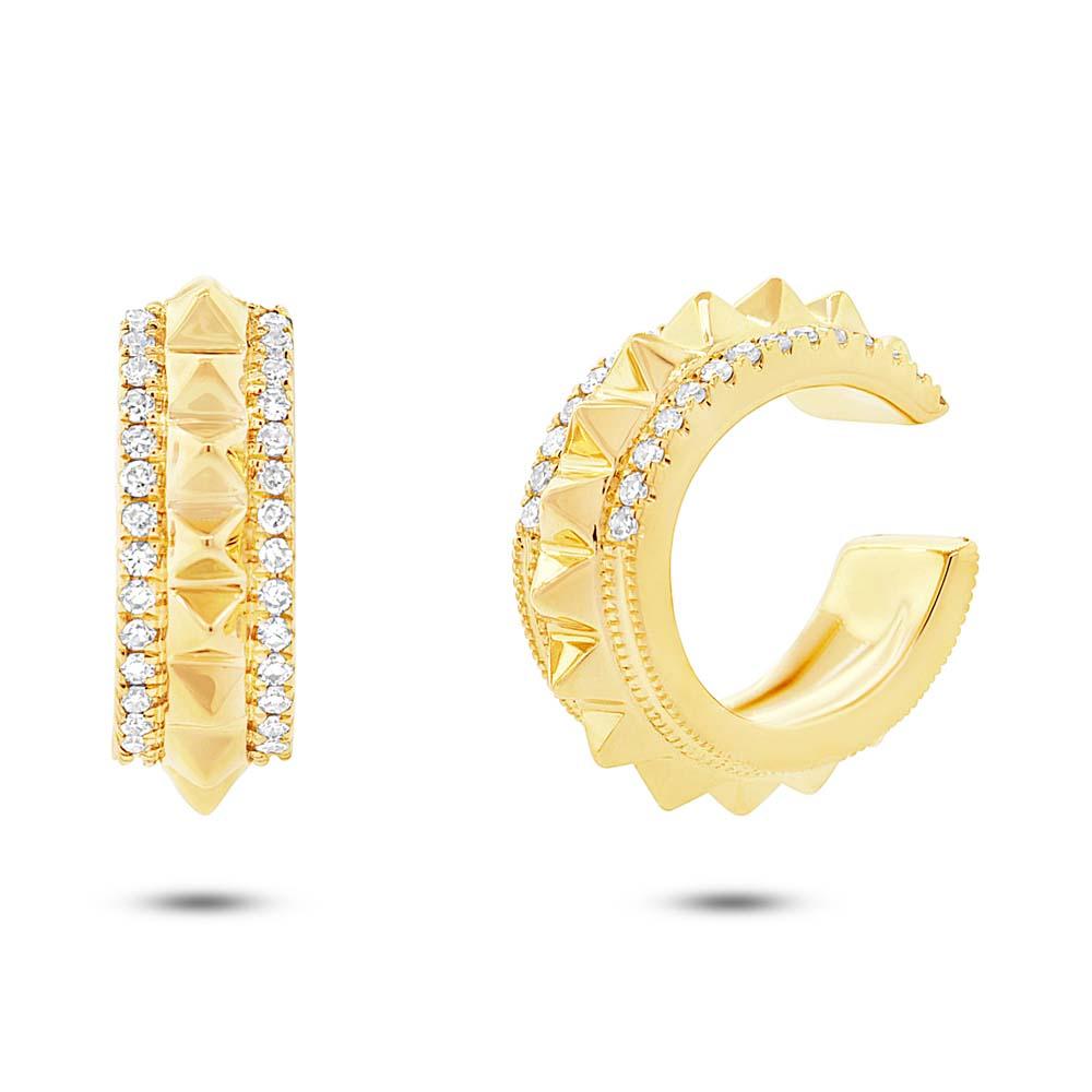 14k Yellow Gold Diamond Ear Cuff Earring - 0.13ct