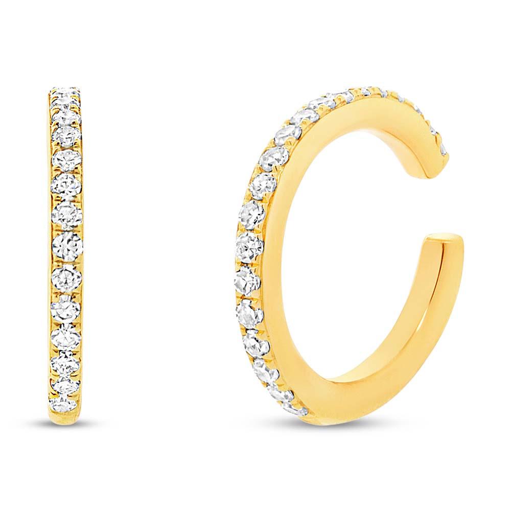 14k Yellow Gold Diamond Ear Cuff Earring - 0.12ct