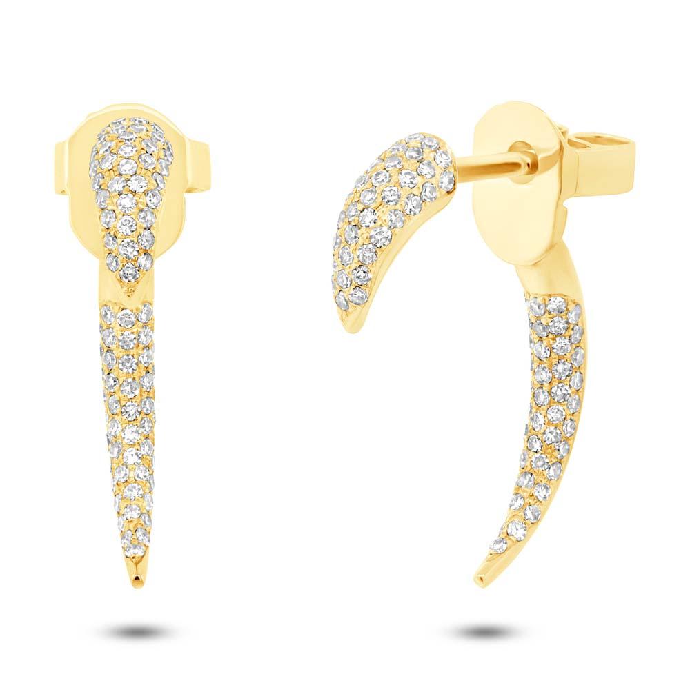 14k Yellow Gold Diamond Ear Jacket Earring