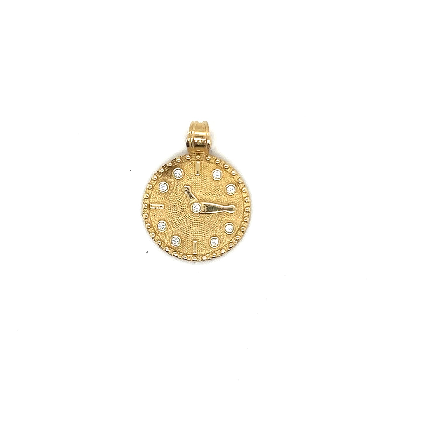 Yellow Gold Diamond Clock Pendant