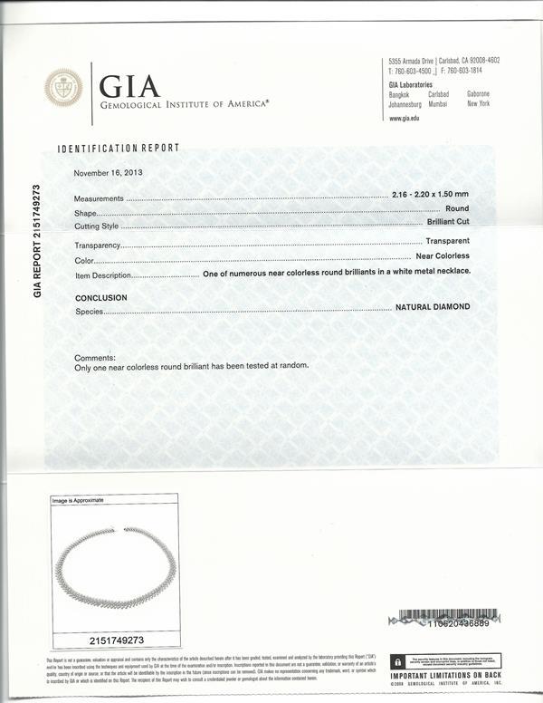 18k Classy White Gold Diamond Necklace - 25.68ct V0097