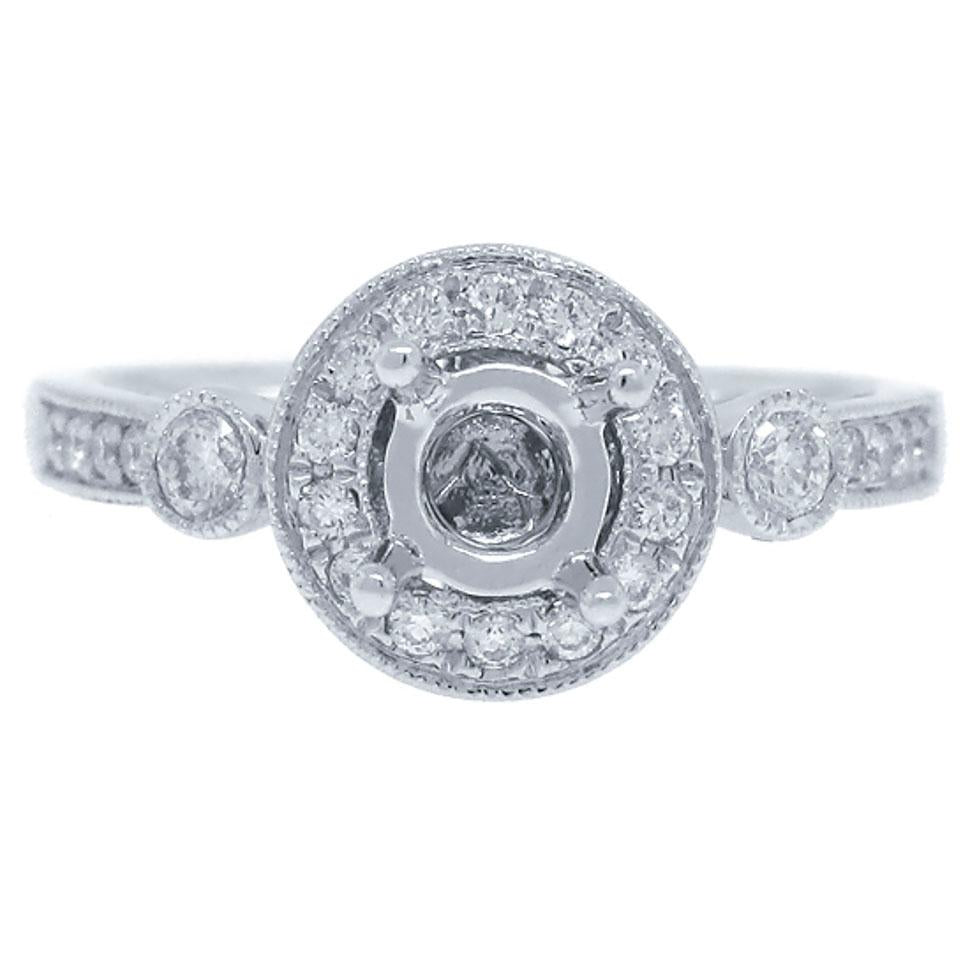 14k White Gold Diamond Semi-mount Ring - 0.37ct