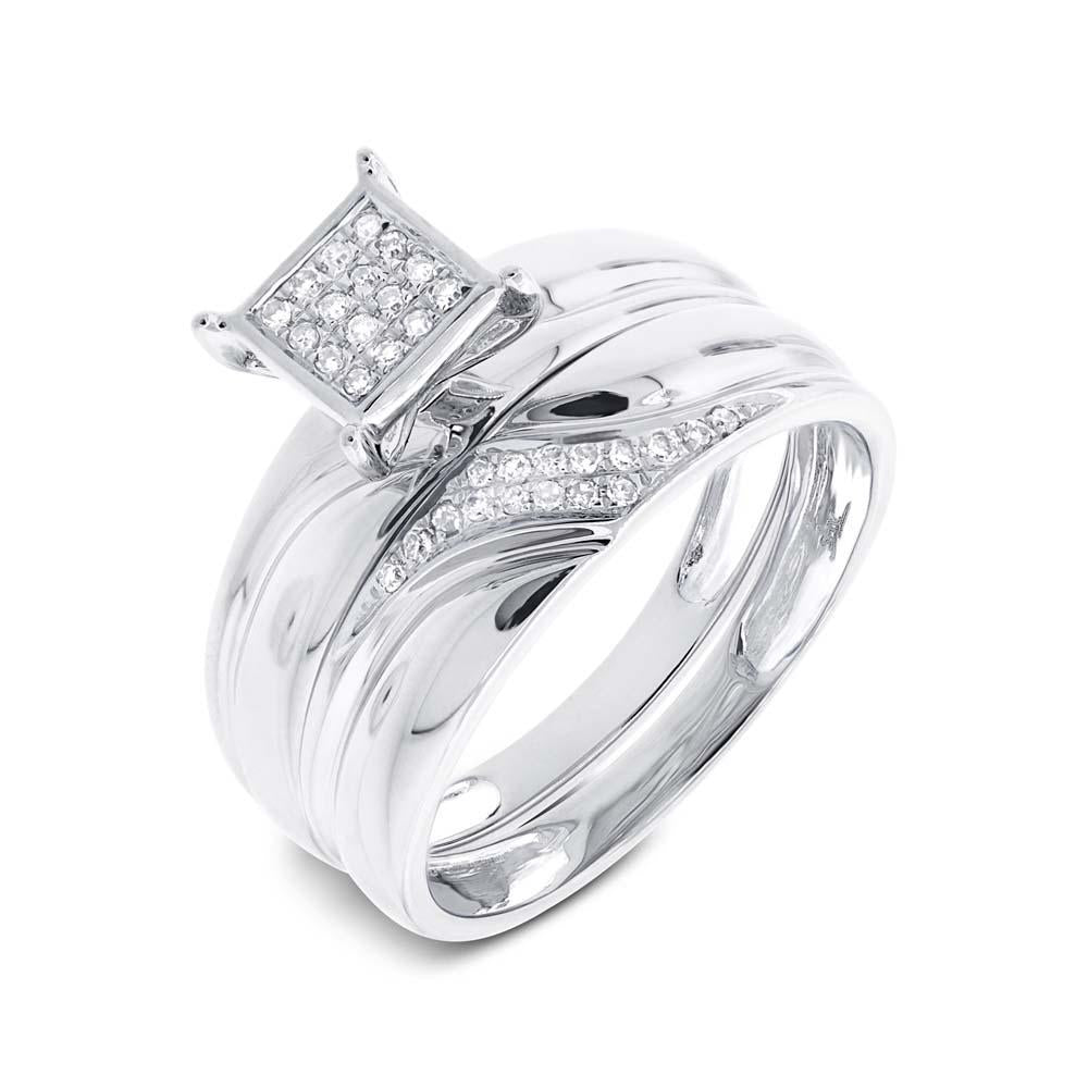 14k White Gold Diamond Trio Set Pave - 0.17ct