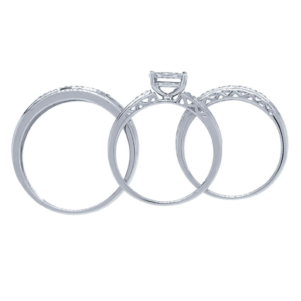 14k White Gold Diamond Trio Set Pave - 0.34ct