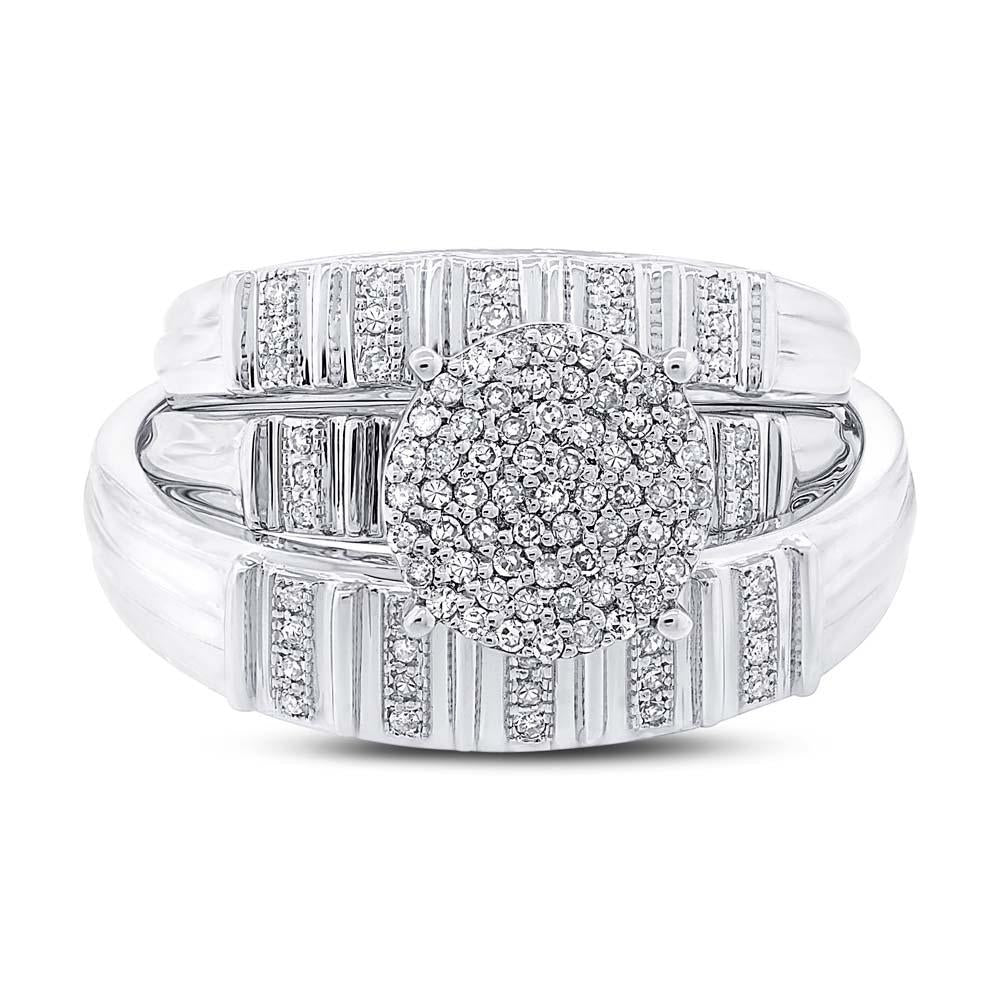 14k White Gold Diamond Trio Set Pave - 0.31ct