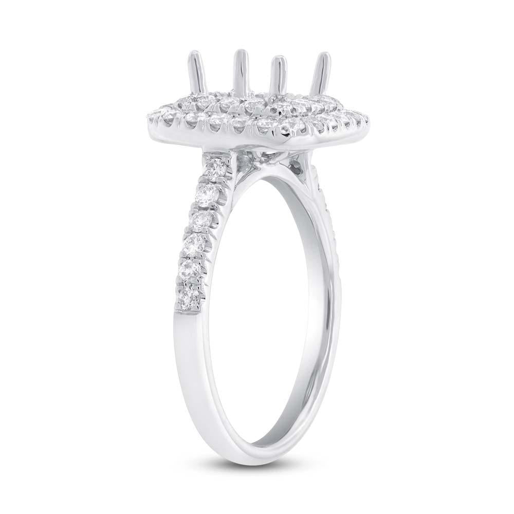 14k White Gold Diamond Semi-mount Ring for 6x6mm Center - 0.82ct