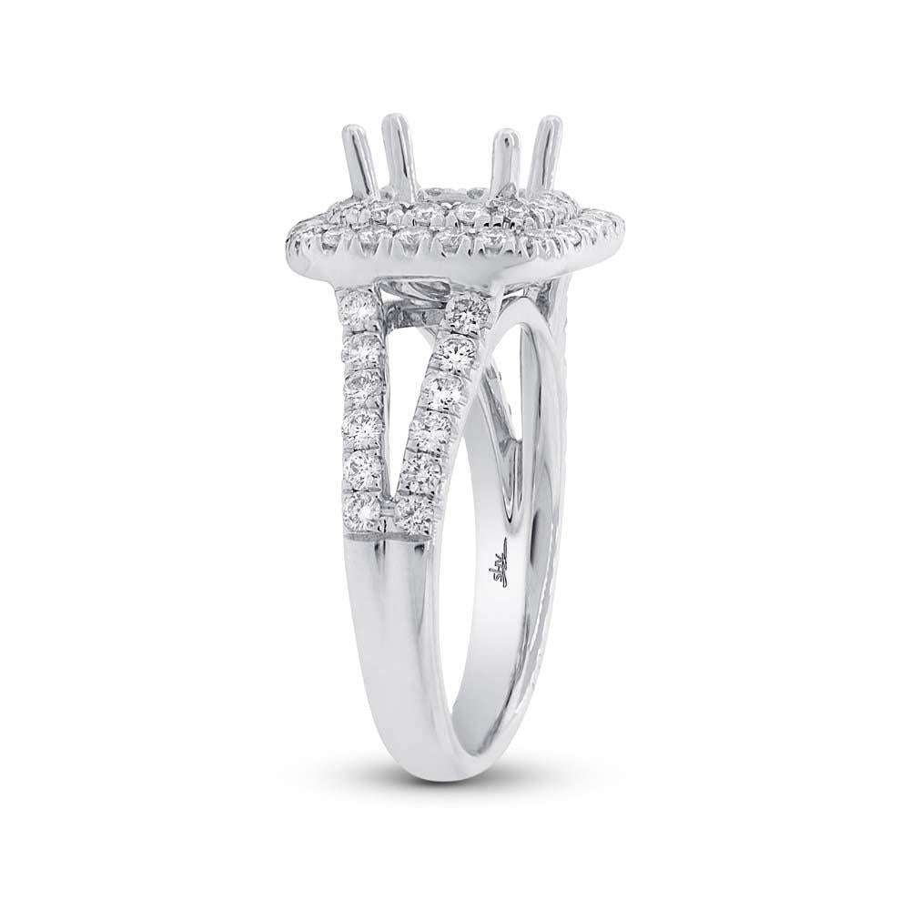 14k White Gold Diamond Semi-mount Ring for 6.5x6.5mm Center - 0.93ct