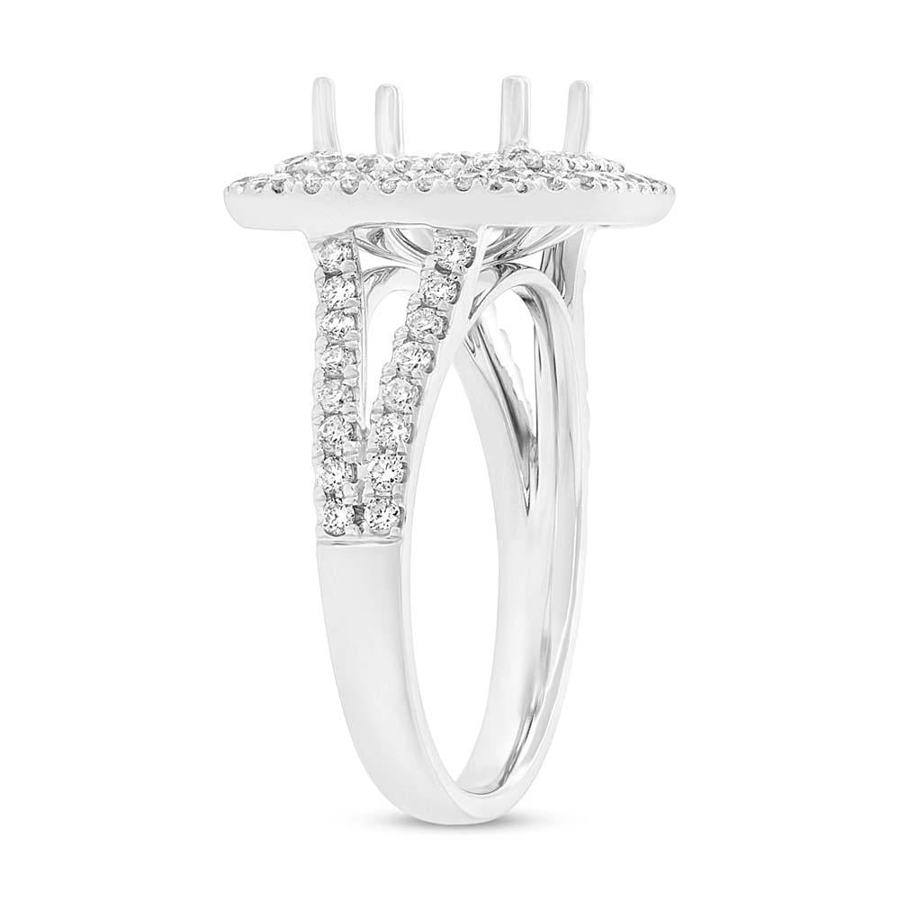 14k White Gold Diamond Semi-mount Ring for 8x8mm Center - 0.72ct