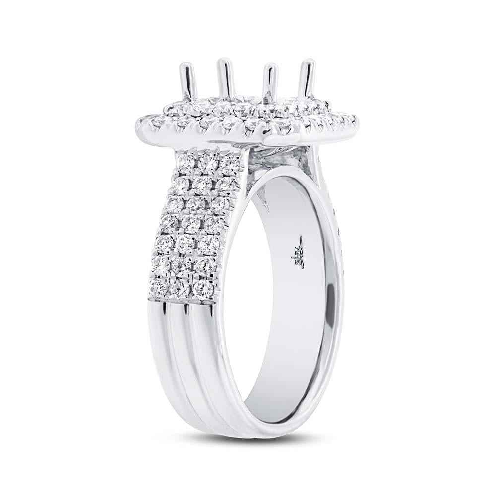 14k White Gold Diamond Semi-mount Ring for 6.5x6mm Center - 1.08ct