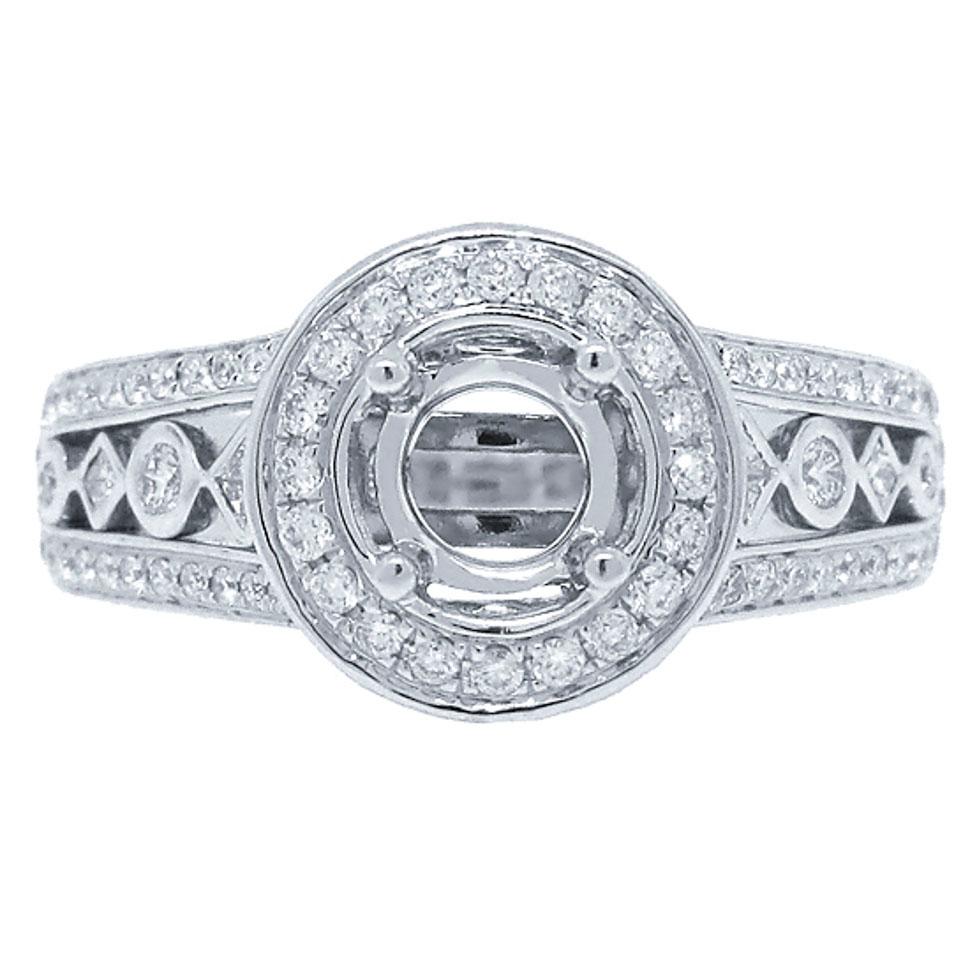 14k White Gold Diamond Semi-mount Ring - 0.69ct