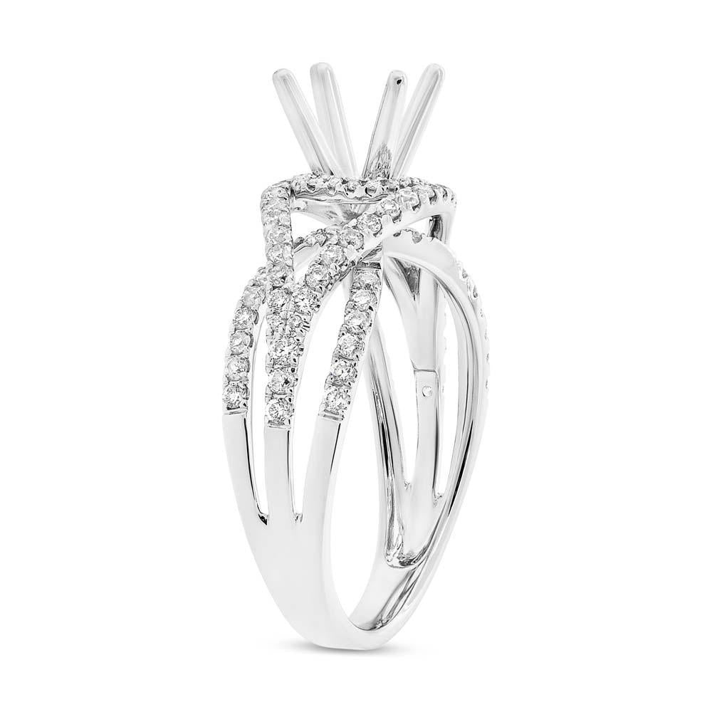 14k White Gold Diamond Semi-mount Ring for 1.00ct Center - 0.68ct