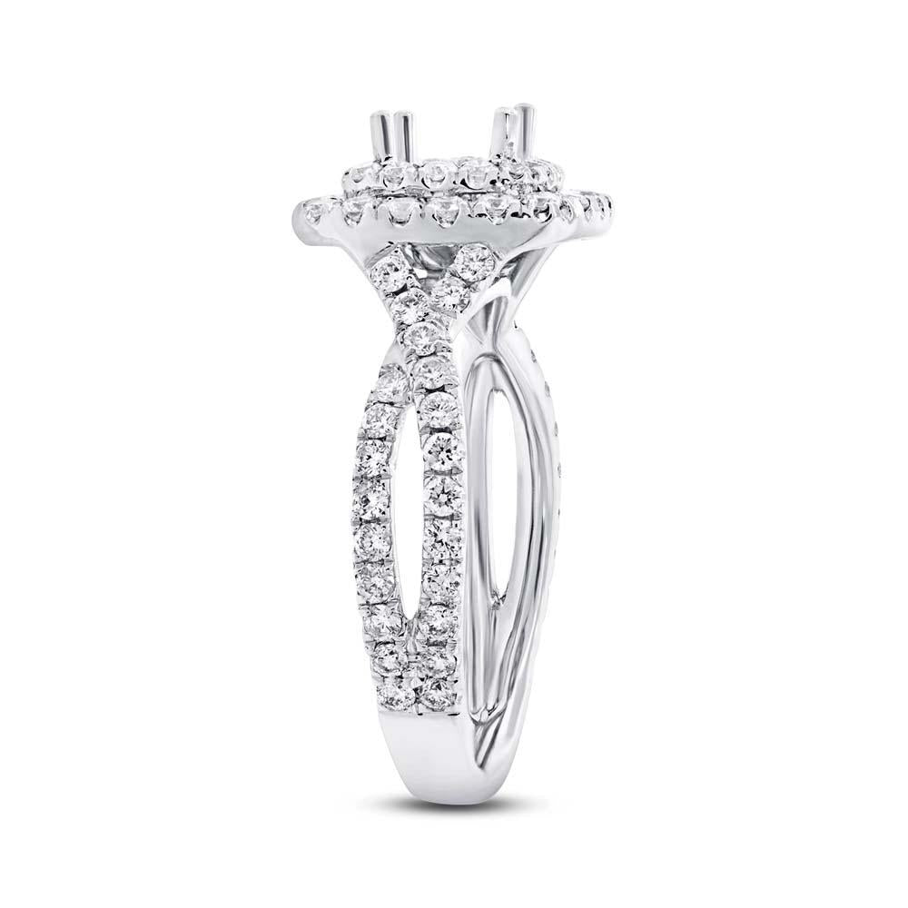 14k White Gold Diamond Semi-mount Ring for 5x5mm Center - 0.94ct