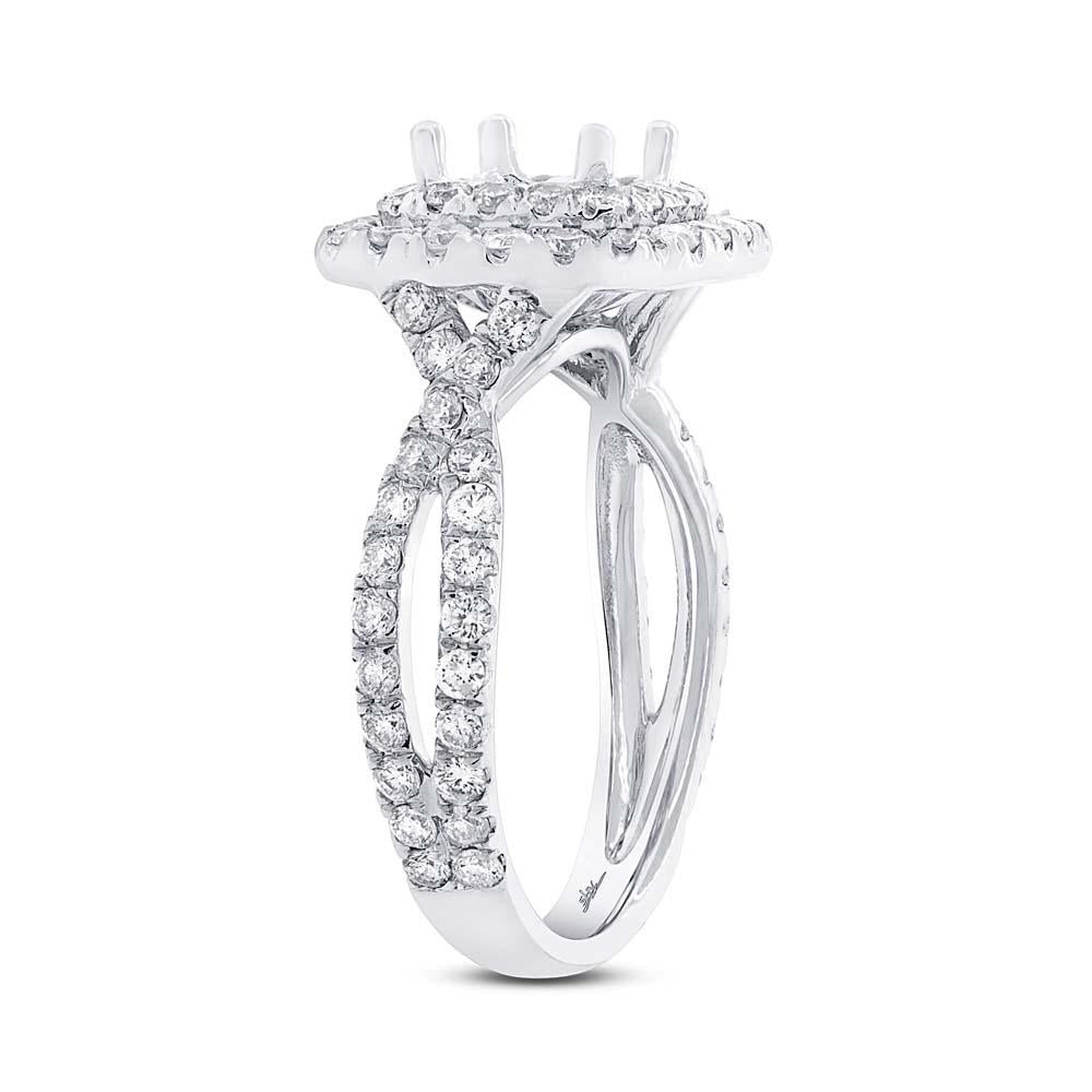 14k White Gold Diamond Semi-mount Ring for 5.5x5.5mm Center - 1.20ct