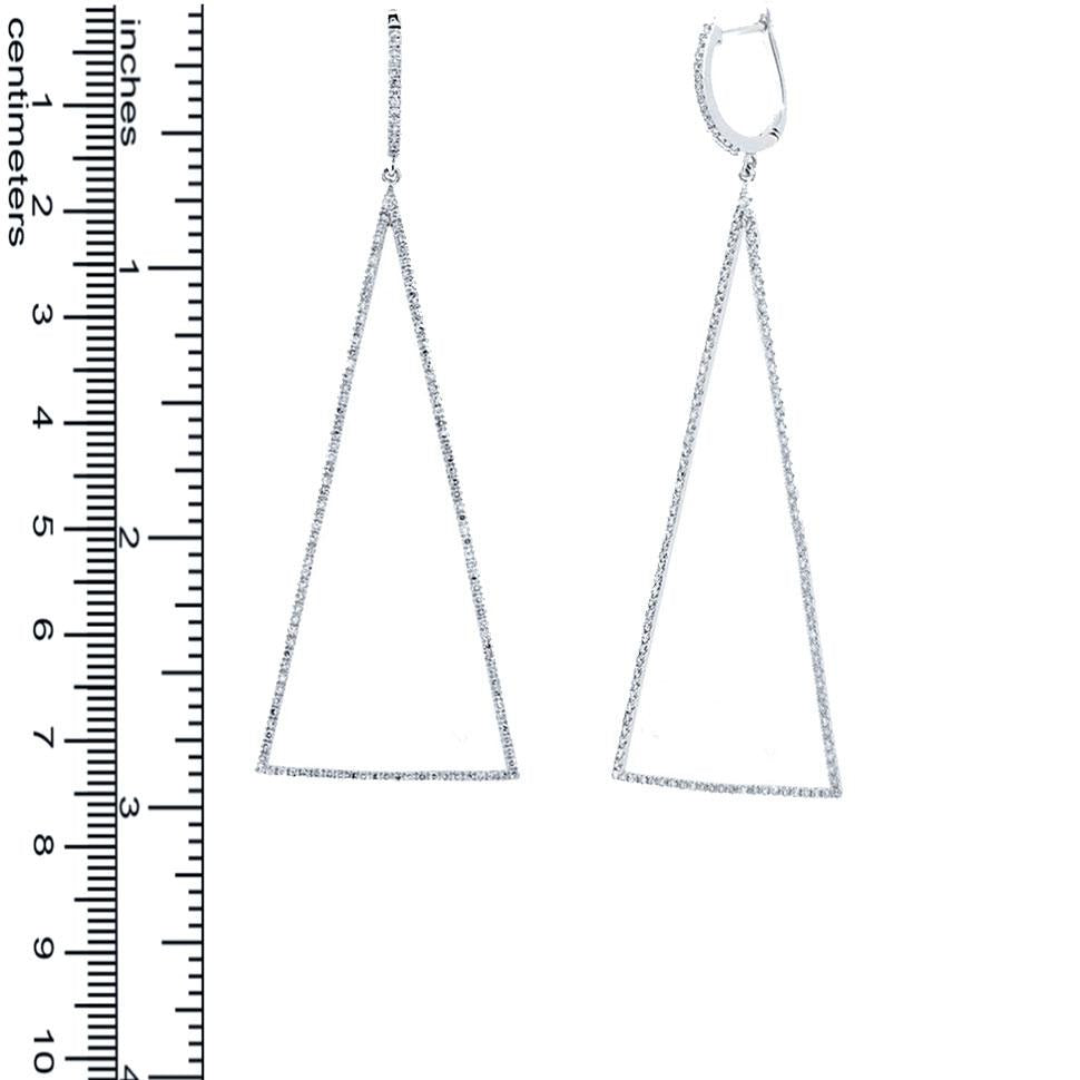 14k White Gold Diamond Triangle Earring - 0.88ct