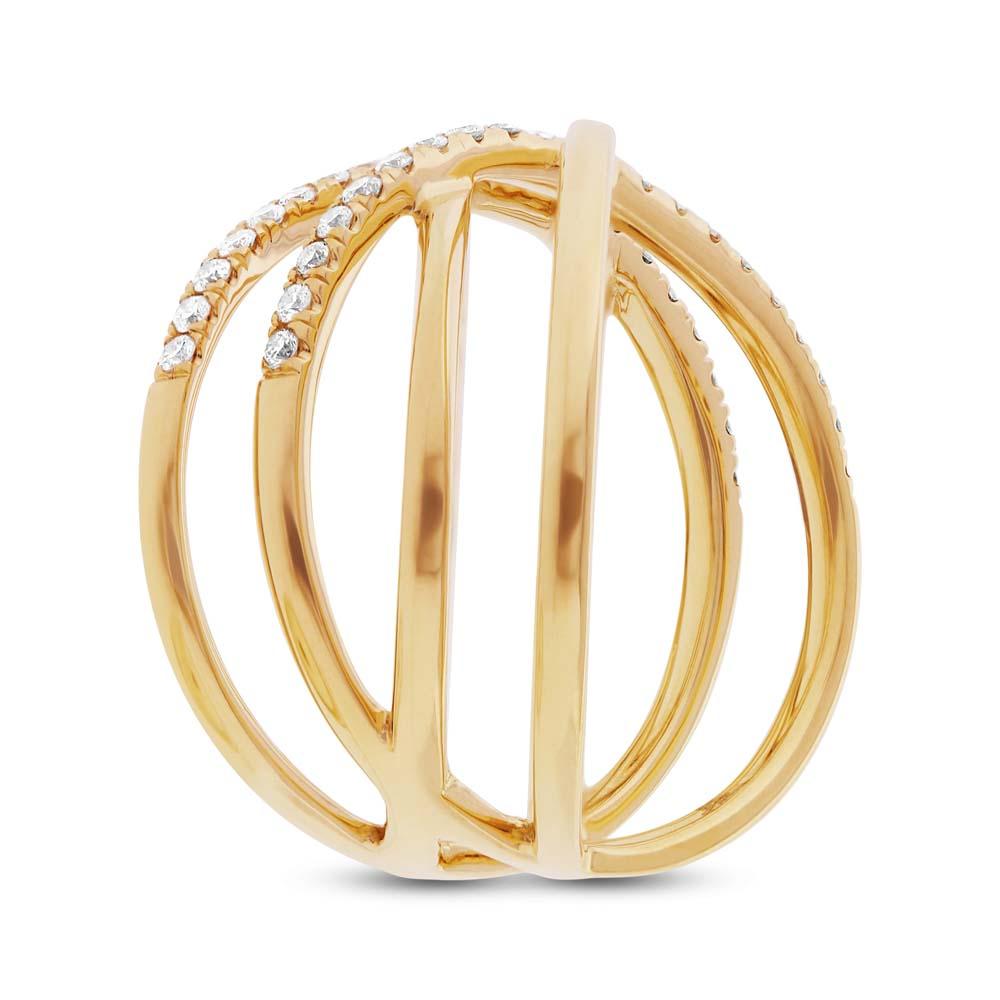 14k Yellow Gold Diamond Bridge Ring - 0.34ct