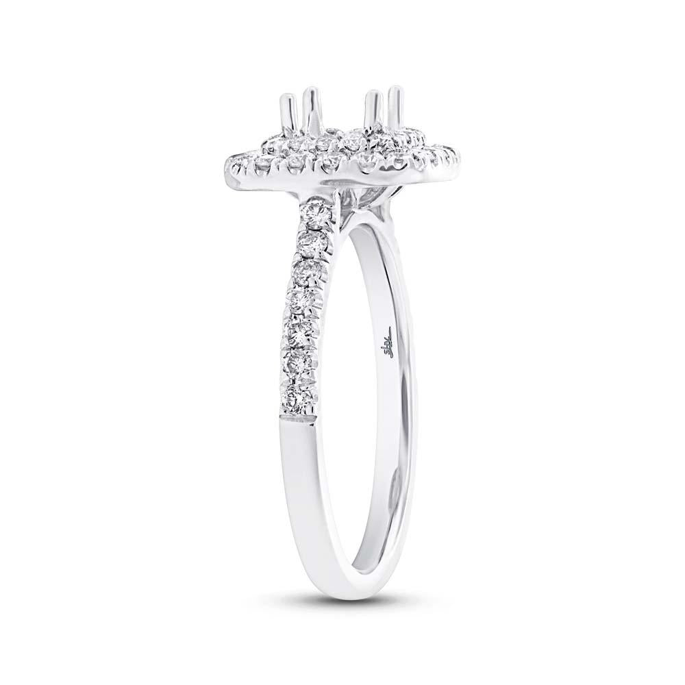 14k White Gold Diamond Semi-mount Ring for 5x5mm Center - 0.62ct