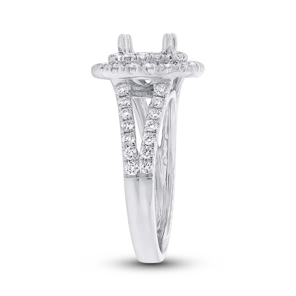 14k White Gold Diamond Semi-mount Ring for 5x5mm Center - 0.93ct