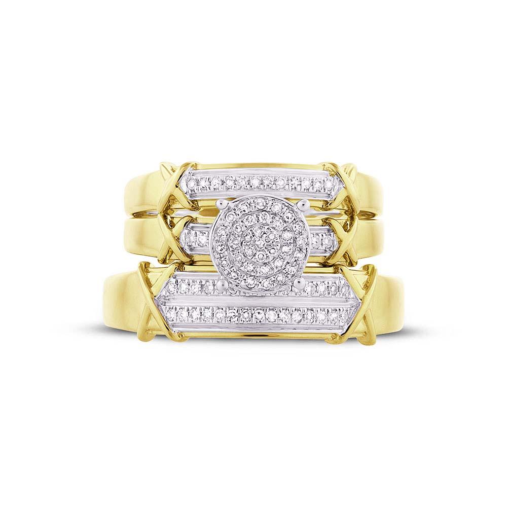 14k Yellow Gold Diamond Trio Set - 0.22ct